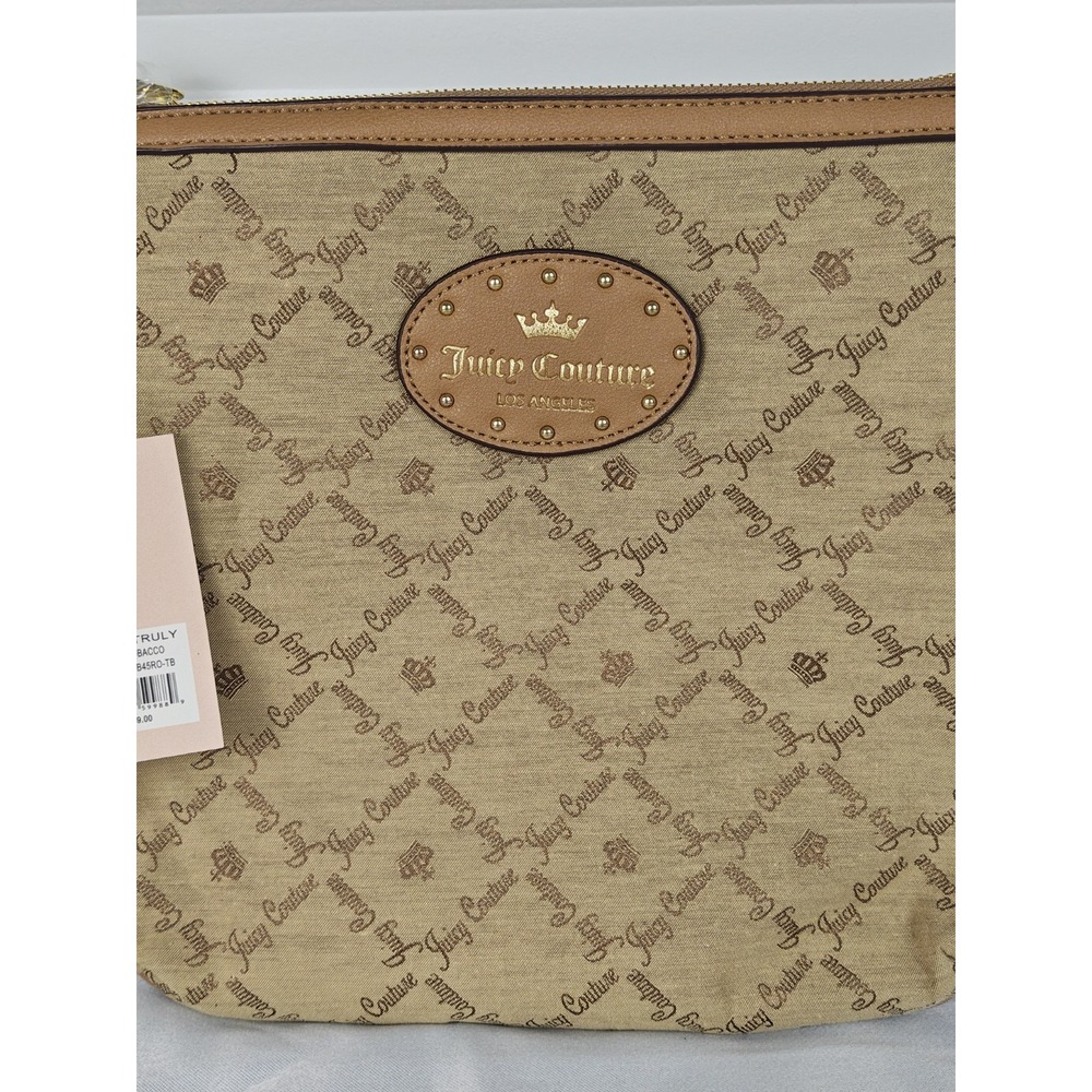 NWT Juicy Couture Yours Truly Tobacco Monogram Crossbody Bag Y2K Tan Gold Logo - Picture 2 of 11